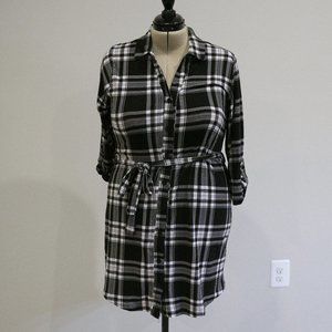 NWT Black/White Plaid Shirt Dress
